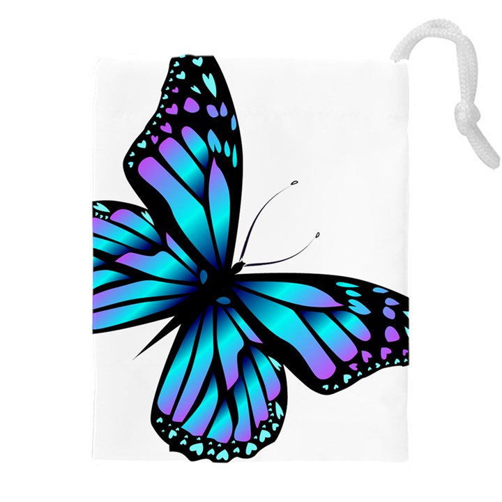 Blue And Pink Butterfly Illustration, Monarch Butterfly Cartoon Blue, Cartoon Blue Butterfly Free Pn Drawstring Pouch (5XL)