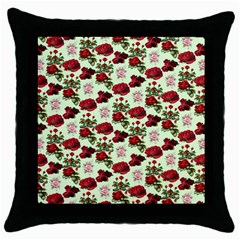 Flowers Pattern Throw Pillow Case (black) by Sparkle