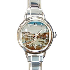 Birds And People On Lake Garda Round Italian Charm Watch by ConteMonfrey