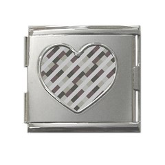 Pale Multicolored Stripes Pattern Mega Link Heart Italian Charm (18mm) by dflcprintsclothing