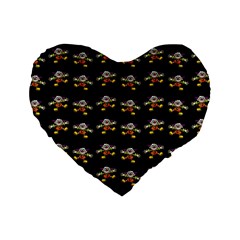 Dancing Clowns Black Standard 16  Premium Heart Shape Cushions by TetiBright