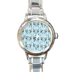 Jogging Lady On Blue Round Italian Charm Watch by TetiBright