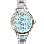 Jogging Lady On Blue Round Italian Charm Watch Front