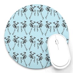 Jogging Lady On Blue Round Mousepad by TetiBright