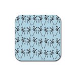 Jogging Lady On Blue Rubber Coaster (Square) Front