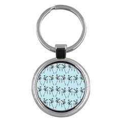 Jogging Lady On Blue Key Chain (round) by TetiBright