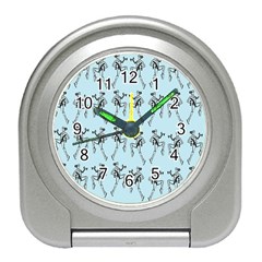 Jogging Lady On Blue Travel Alarm Clock by TetiBright