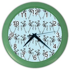 Jogging Lady On Blue Color Wall Clock by TetiBright