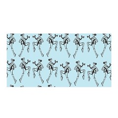 Jogging Lady On Blue Satin Wrap 35  X 70  by TetiBright