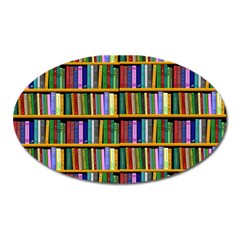 Books On A Shelf Oval Magnet by TetiBright