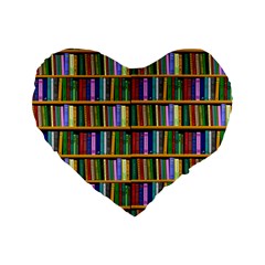 Books On A Shelf Standard 16  Premium Heart Shape Cushions by TetiBright