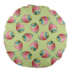 Colorful Easter Eggs Pattern Green Large 18  Premium Round Cushions by TetiBright