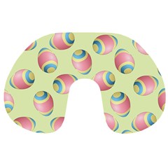 Colorful Easter Eggs Pattern Green Travel Neck Pillow by TetiBright