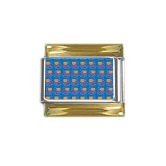 Speak Love Pattern On Blue Gold Trim Italian Charm (9mm) by TetiBright