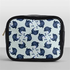 Blue Dolphins Pattern Mini Toiletries Bag (one Side) by TetiBright