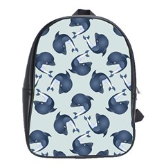 Blue Dolphins Pattern School Bag (xl) by TetiBright