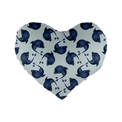 Blue Dolphins Pattern Standard 16  Premium Heart Shape Cushions by TetiBright