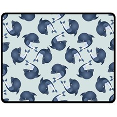 Blue Dolphins Pattern Fleece Blanket (medium) by TetiBright