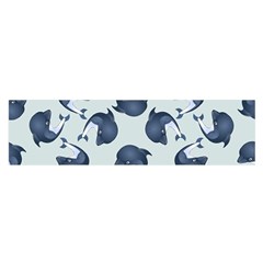 Blue Dolphins Pattern Oblong Satin Scarf (16  X 60 ) by TetiBright