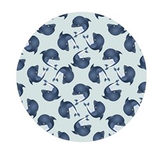 Blue Dolphins Pattern Mini Round Pill Box by TetiBright