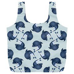 Blue Dolphins Pattern Full Print Recycle Bag (xxxl) by TetiBright