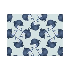 Blue Dolphins Pattern One Side Premium Plush Fleece Blanket (mini) by TetiBright