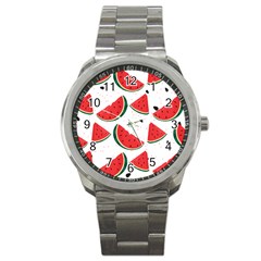 Watermelon Seamless Pattern Sport Metal Watch by Jancukart