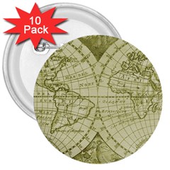 Vintage Mapa Mundi  3  Buttons (10 Pack)  by ConteMonfrey