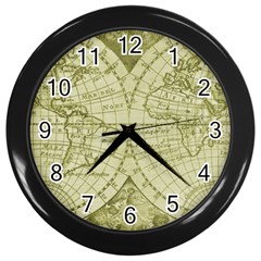 Vintage Mapa Mundi  Wall Clock (black) by ConteMonfrey