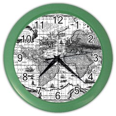 Antique Mapa Mundi Revisited Color Wall Clock by ConteMonfrey