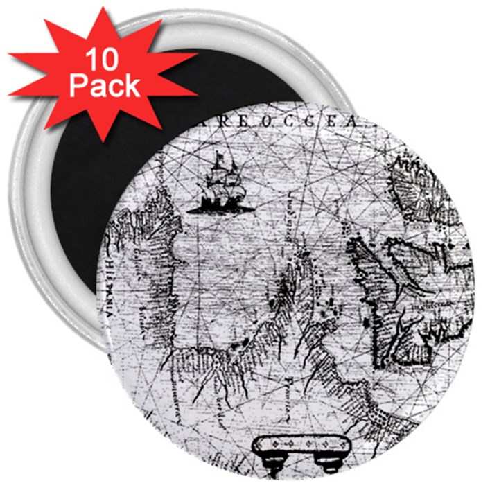 Antique Mercant Map  3  Magnets (10 pack) 