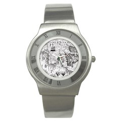 Antique Mercant Map  Stainless Steel Watch by ConteMonfrey