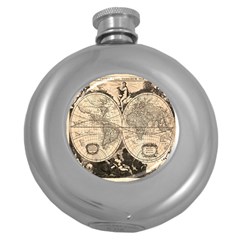 World Map - Nova Delineatio Totius Orbis Terrarum -  1659-1733 Round Hip Flask (5 Oz) by ConteMonfrey