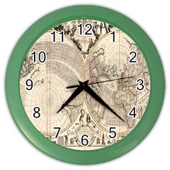 Mapa Mundi - 1774 Color Wall Clock by ConteMonfrey