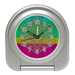 Rainbow Landscape With A Beautiful Silver Star So Decorative Travel Alarm Clock by pepitasart