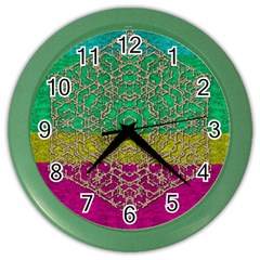 Rainbow Landscape With A Beautiful Silver Star So Decorative Color Wall Clock by pepitasart