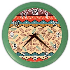 Ethnic-tribal-pattern-background Color Wall Clock by Vaneshart