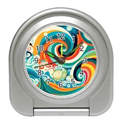 Wave Waves Ocean Sea Abstract Whimsical Travel Alarm Clock by Jancukart