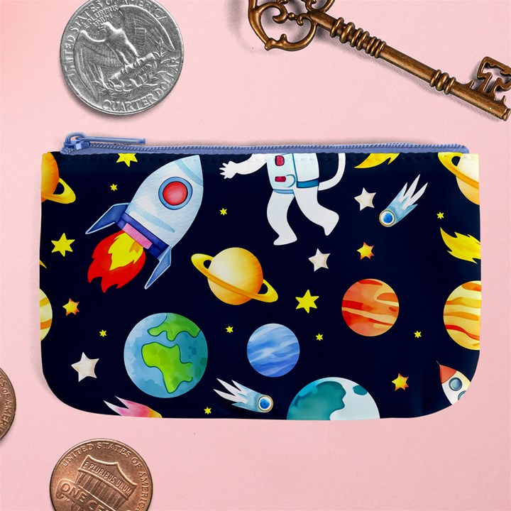 Space Galaxy Seamless Background Large Coin Purse