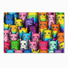 Cats Cat Cute Animal Rainbow Pattern Colorful Postcard 4 x 6  (pkg Of 10) by Jancukart