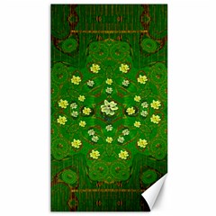 Lotus Bloom In Gold And A Green Peaceful Surrounding Environment Canvas 40  X 72  by pepitasart