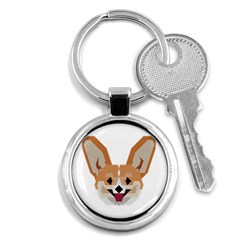 Cardigan Corgi Face Key Chain (round) by wagnerps