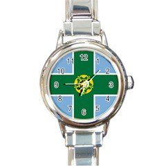 Derbyshire Flag Round Italian Charm Watch by tony4urban