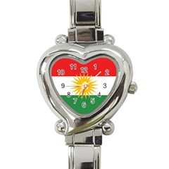 Kurdistan Flag Heart Italian Charm Watch by tony4urban