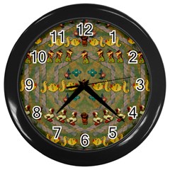 Fishes Admires All Freedom In The World And Feelings Of Security Wall Clock (black) by pepitasart