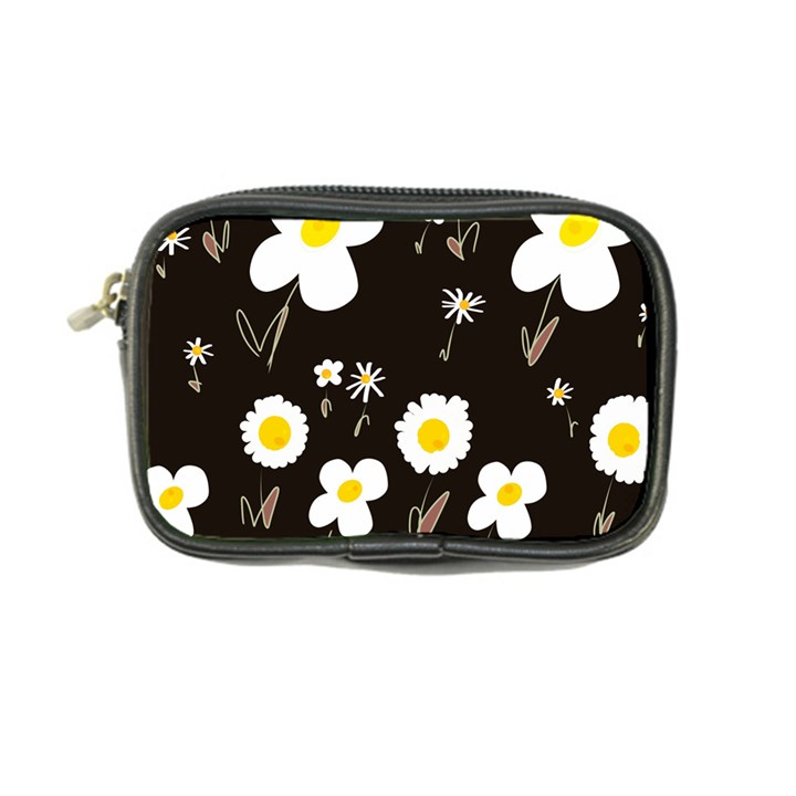 Daisy Flowers White Yellow Black  Coin Purse