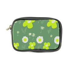 Daisy Flowers Lime Green White Forest Green  Coin Purse by Mazipoodles