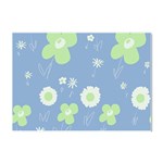 Daisy Flowers Pastel Green White Blue  Crystal Sticker (A4) Front