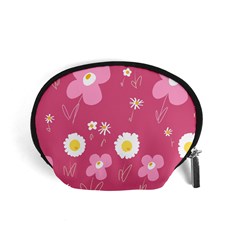 Daisy Flowers Pink White Yellow Dusty Pink Accessory Pouch (small) by Mazipoodles