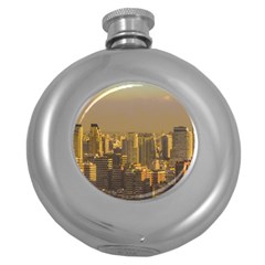 Buenos Aires City Aerial View002 Round Hip Flask (5 Oz) by dflcprintsclothing